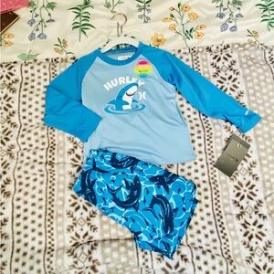 Hurley boys Shark Frenzy Top & Swim Shorts Set 24M